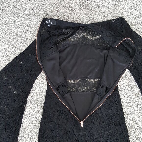 Lulus Bewitching Babe Black Lace Bell Sleeve Mini Dress S - Picture 12 of 15